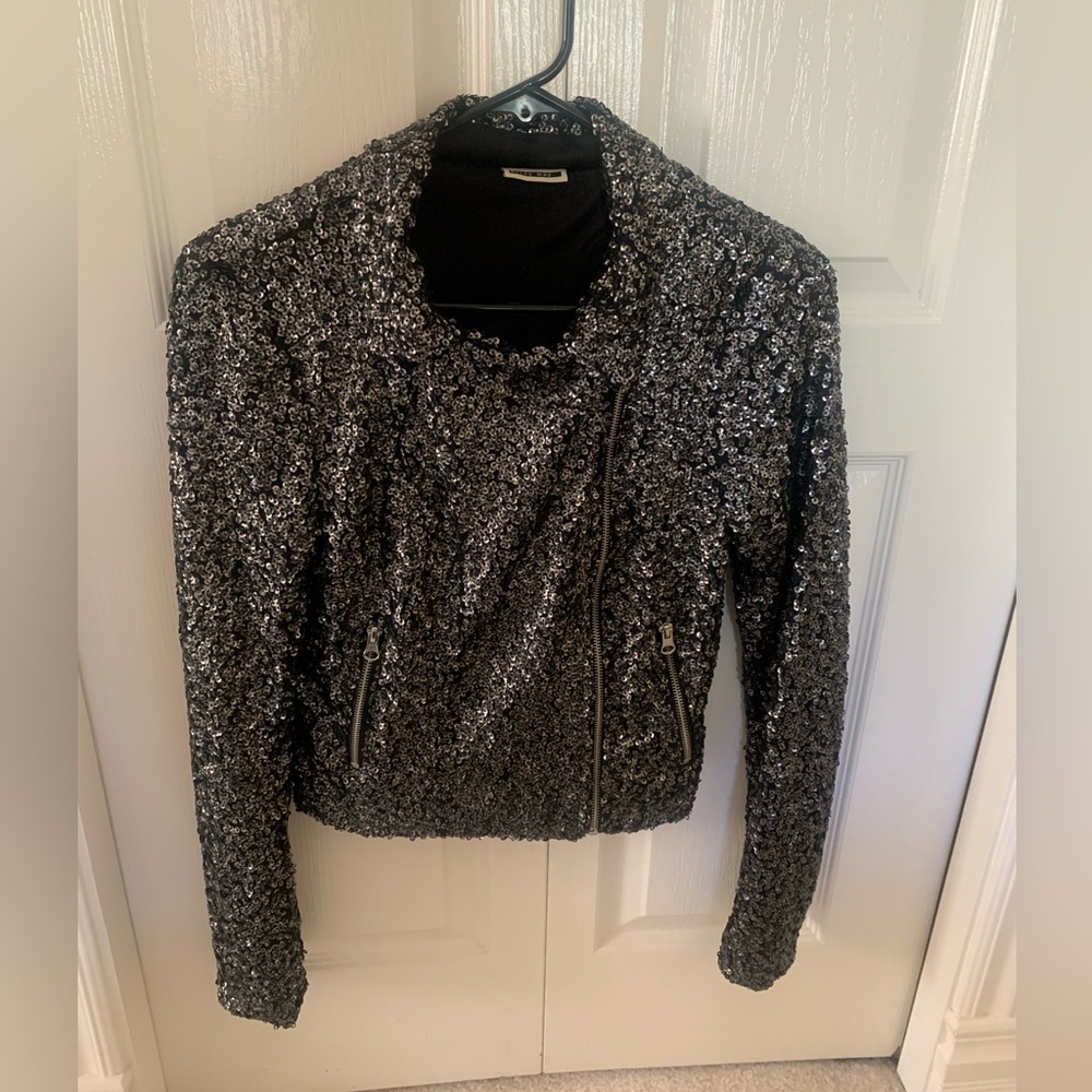 Sequin Black and Silver Biker Jacket
